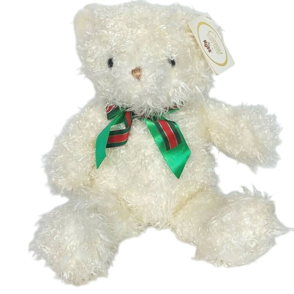 Russ Berrie Curlilocks White Christmas Bear Plush 17 Inch